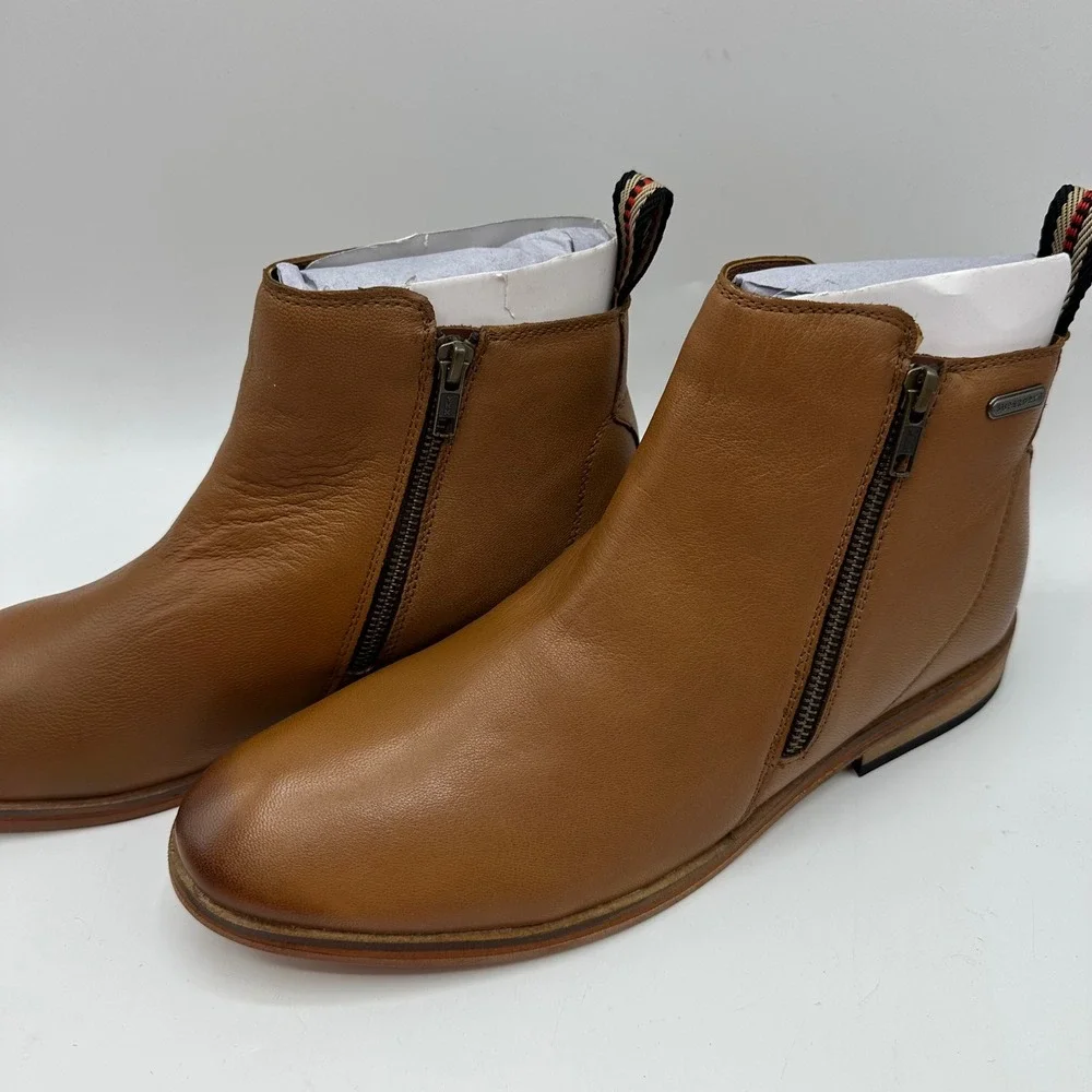 Superdry Trenton Zip Boot Mens Size 10 Rust Tan Leather Ankle Boots - BRAND NEW